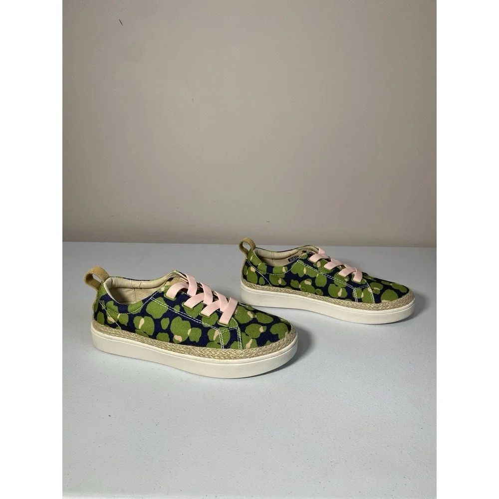 Spenco Jute Trim Malibu Bokeh Slip On‎ Sneaker Womens 7 D Wide Navy Green Pink